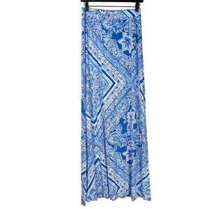 Lilly Pulitzer Nola Maxi Long Stretchy Skirt in Blue Crush Floral Pattern Small